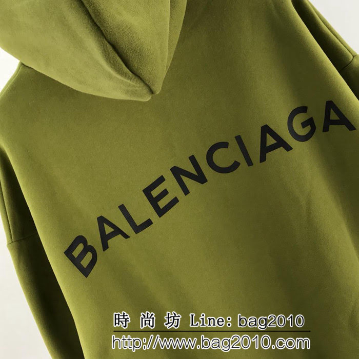 BALENCIAGA巴黎世家 18ss秋冬新款 背後字母印花 綠色連帽衛衣 內裏抓絨 原版複刻 原版os超大版 男女同款 ydi2475